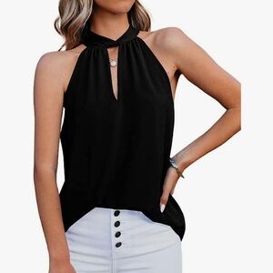 Cute sleeveless halter neck with tie in back